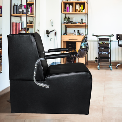 PureSana Chromium Vinyl Professional Platform Hair Dryer Chair, Black (Open Box)
