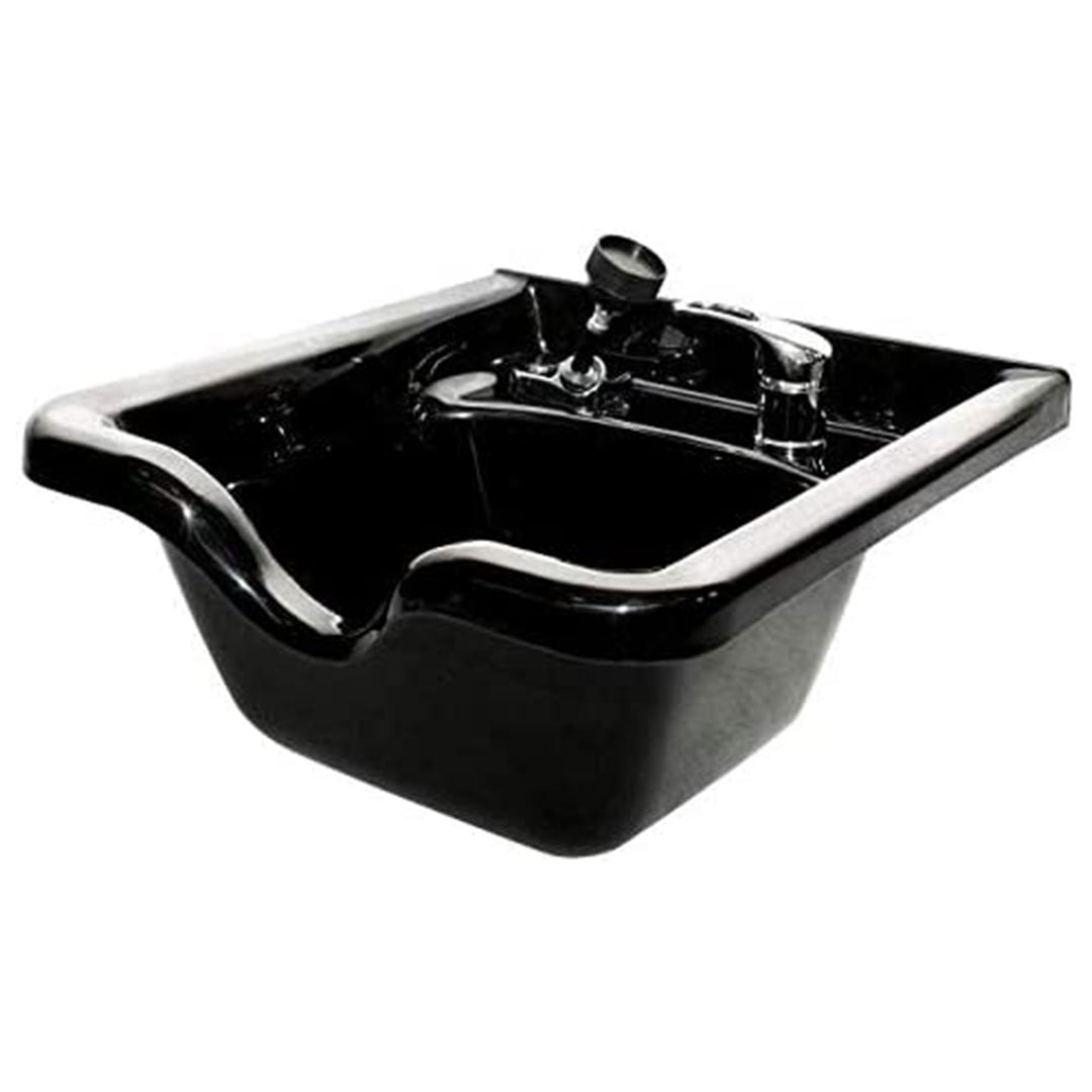 PureSana Chromium Square Professional Grade Shampoo Bowl and Fixture Set, Black