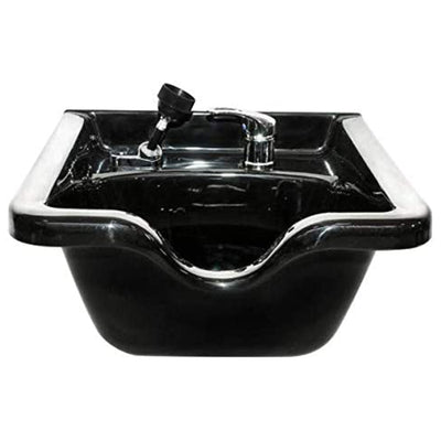 PureSana Chromium Square Professional Grade Shampoo Bowl and Fixture Set, Black