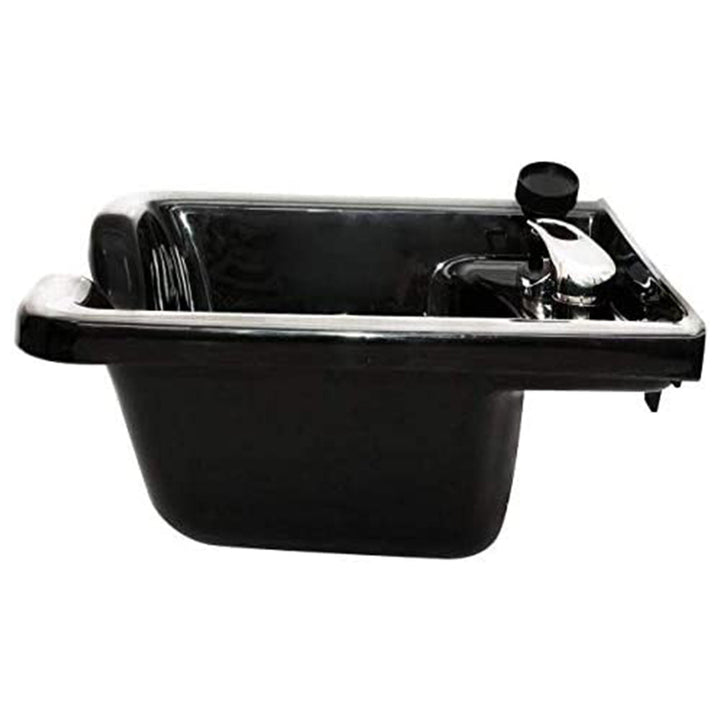 PureSana Chromium Square Professional Grade Shampoo Bowl and Fixture Set, Black