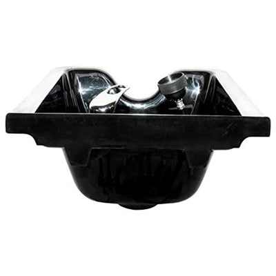 PureSana Chromium Square Professional Shampoo Bowl & Fixture Set,Black(Open Box)