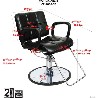 PureSana Chromium Ariana 360 Degree Professional Styling Salon Chair, Black - VMInnovations