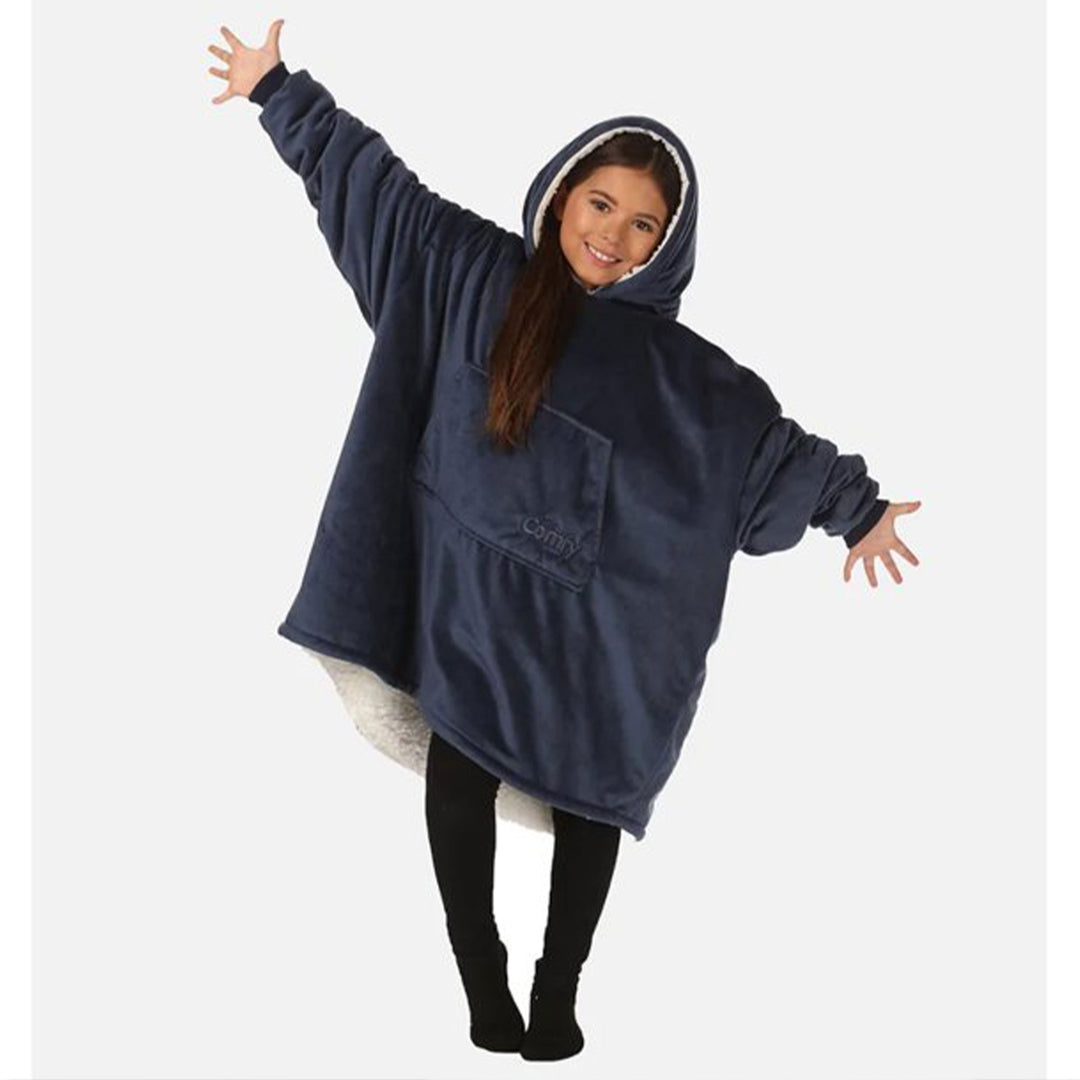 The Comfy Original Wearable Blanket Hoodie with Pocket, Blue (Open Box) - VMInnovations