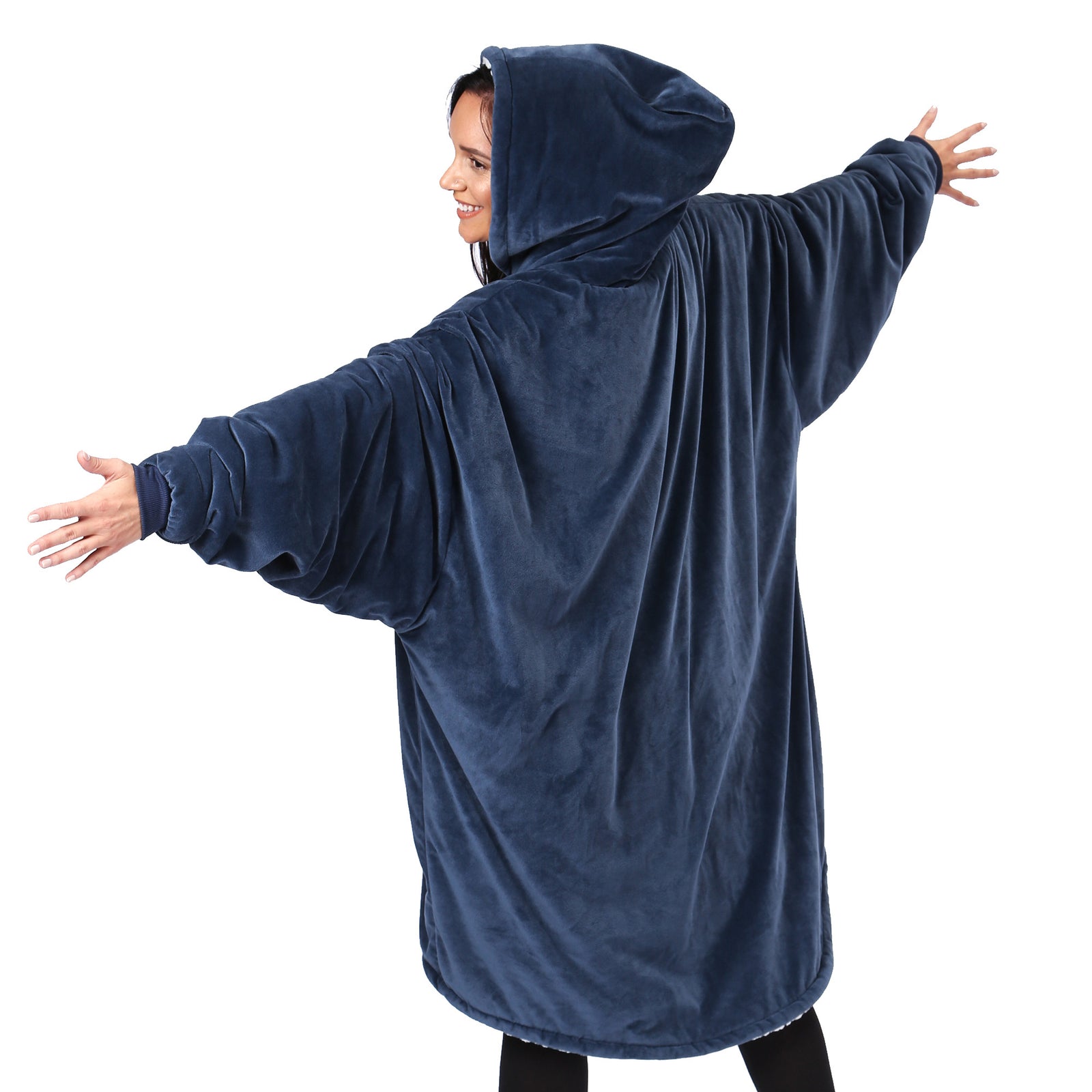 The Comfy Original Oversized Microfiber Sherpa Wearable Blanket for Adults, Blue - VMInnovations