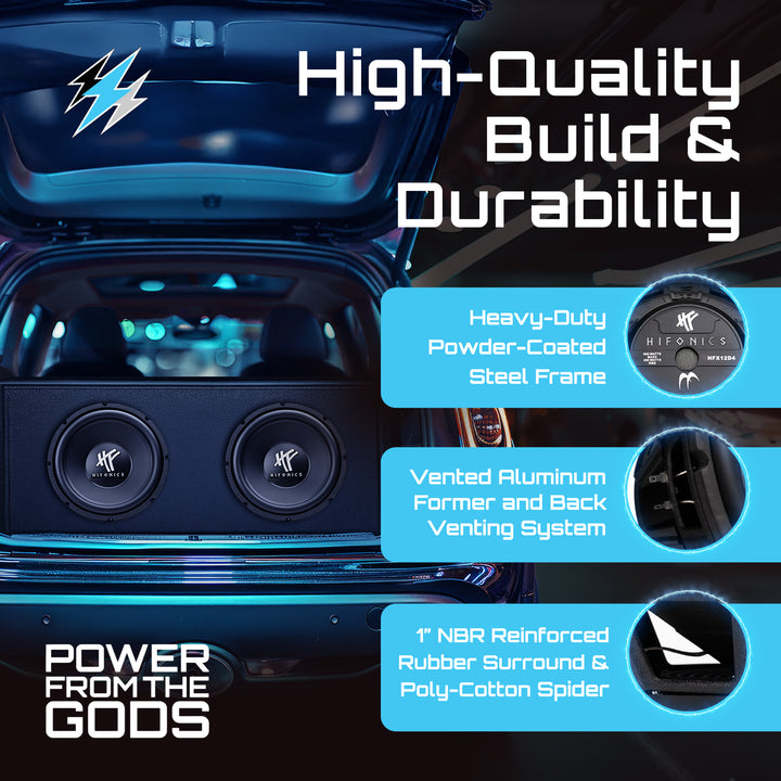 Hifonics HFX12D4 12" Subwoofer, 800W Max Car & Powersports Speaker, 1 Pair
