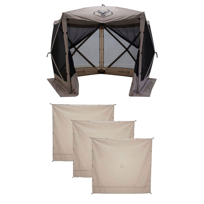 Gazelle Tents G5 4 Person Gazebo and Portable Wind Panels, Desert Sand (3 Pack) - VMInnovations