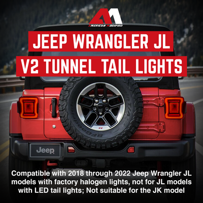 AMERICAN MODIFIED Red V2 Tunnel Tail Lights-2018-20 Jeep Wrangler JL(Open Box) - VMInnovations