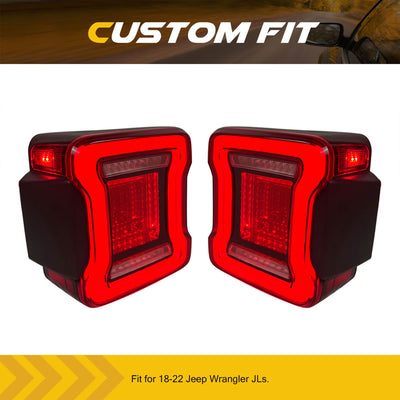 AMERICAN MODIFIED Red Lens Tunnel Tail Lights 2018-2022 Jeep Wrangler JL(Used)
