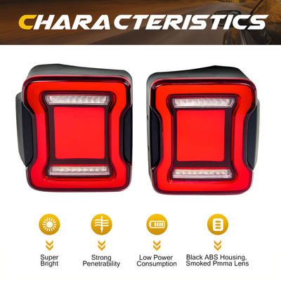 AMERICAN MODIFIED Red Lens Tunnel Tail Lights 2018-2022 Jeep Wrangler JL(Used)