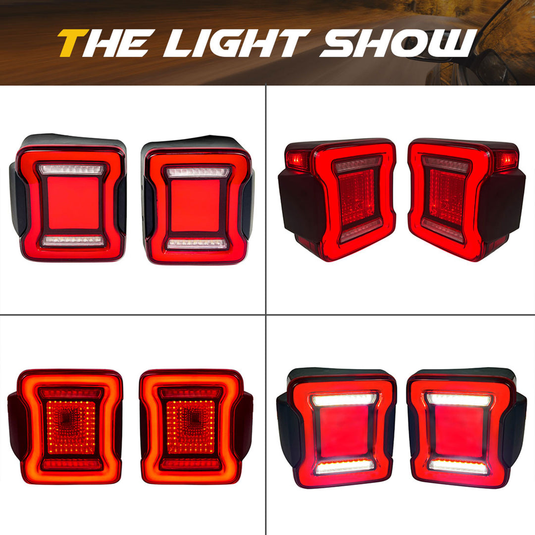 AMERICAN MODIFIED Red Lens V2 Tunnel Tail Lights for 2018-2023 Jeep Wrangler JL