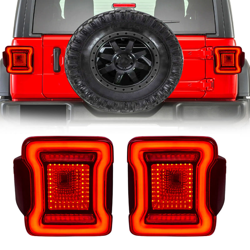 AMERICAN MODIFIED Red Lens V2 Tunnel Tail Lights for 2018-2023 Jeep Wrangler JL