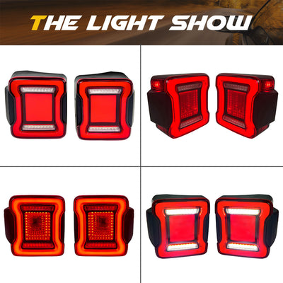 AMERICAN MODIFIED Red Lens Tunnel Tail Lights 2018-2022 Jeep Wrangler JL(Used)
