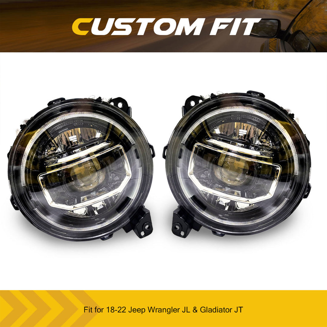 AMERICAN MODIFIED Halo Headlight for 18-22 Wrangler JL,Gladiator JT (For Parts)