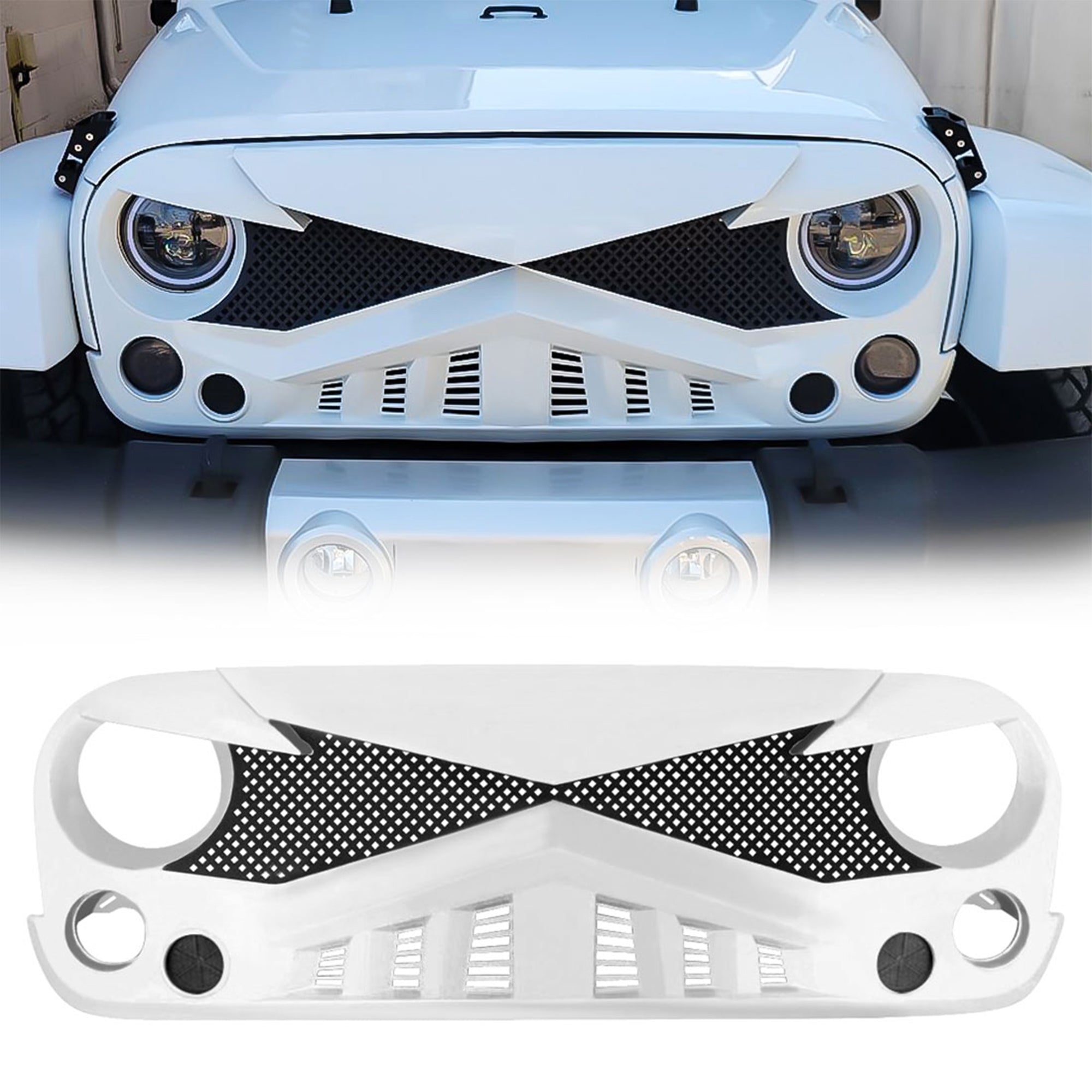 AMERICAN Front Hawke Grille Compatible with 2007-2018 Jeep Wrangler JK(Open Box) - VMInnovations