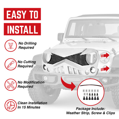 AMERICAN Front Hawke Grille Compatible with 2007-2018 Jeep Wrangler JK(Open Box) - VMInnovations