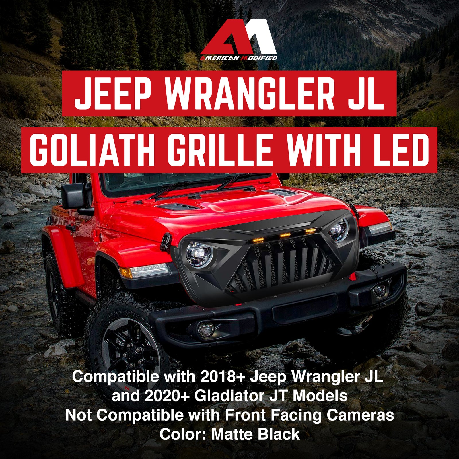 AMERICAN MODIFIED Goliath Grille for 2018+ Wrangler & 2020+ Gladiator (Open Box) - VMInnovations