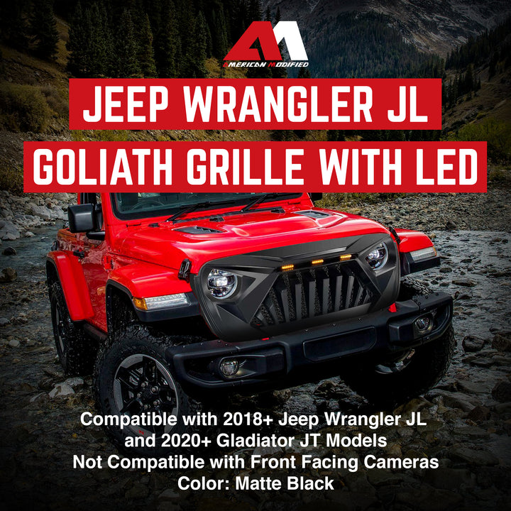 AMERICAN MODIFIED Goliath Grille for 2018+ Wrangler JL and 2020+ Gladiator JT - VMInnovations