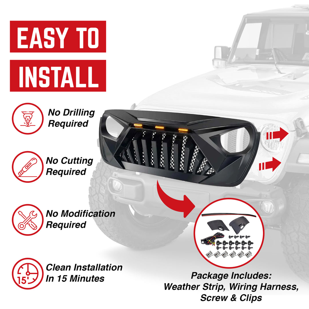 AMERICAN MODIFIED Goliath Grille for 2018+ Wrangler & 2020+ Gladiator (Open Box) - VMInnovations