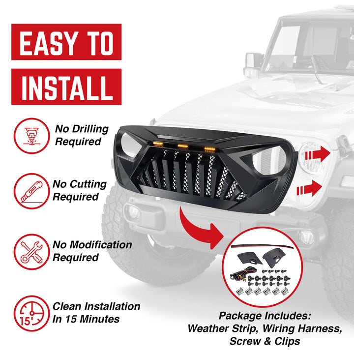 AMERICAN MODIFIED Goliath Grille for 2018+ Wrangler JL and 2020+ Gladiator JT - VMInnovations