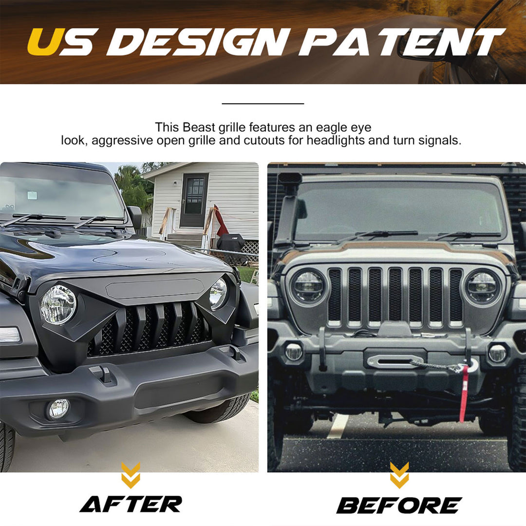 Demon Grille for 2018+ Jeep Wrangler JL & 2020+ Gladiator JT (Open Box) - VMInnovations