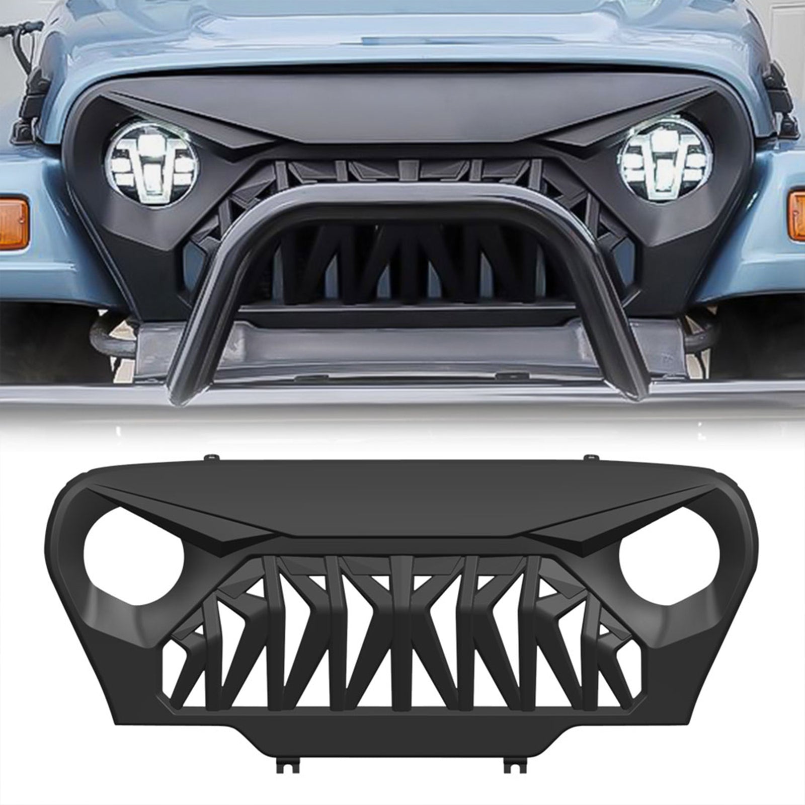 AMERICAN MODIFIED Shark Grille Compatible w/ 1997-2006 Jeep Wrangler TL or LJ - VMInnovations