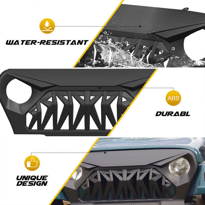 AMERICAN MODIFIED Shark Grille Compatible w/ 1997-2006 Jeep Wrangler TL or LJ