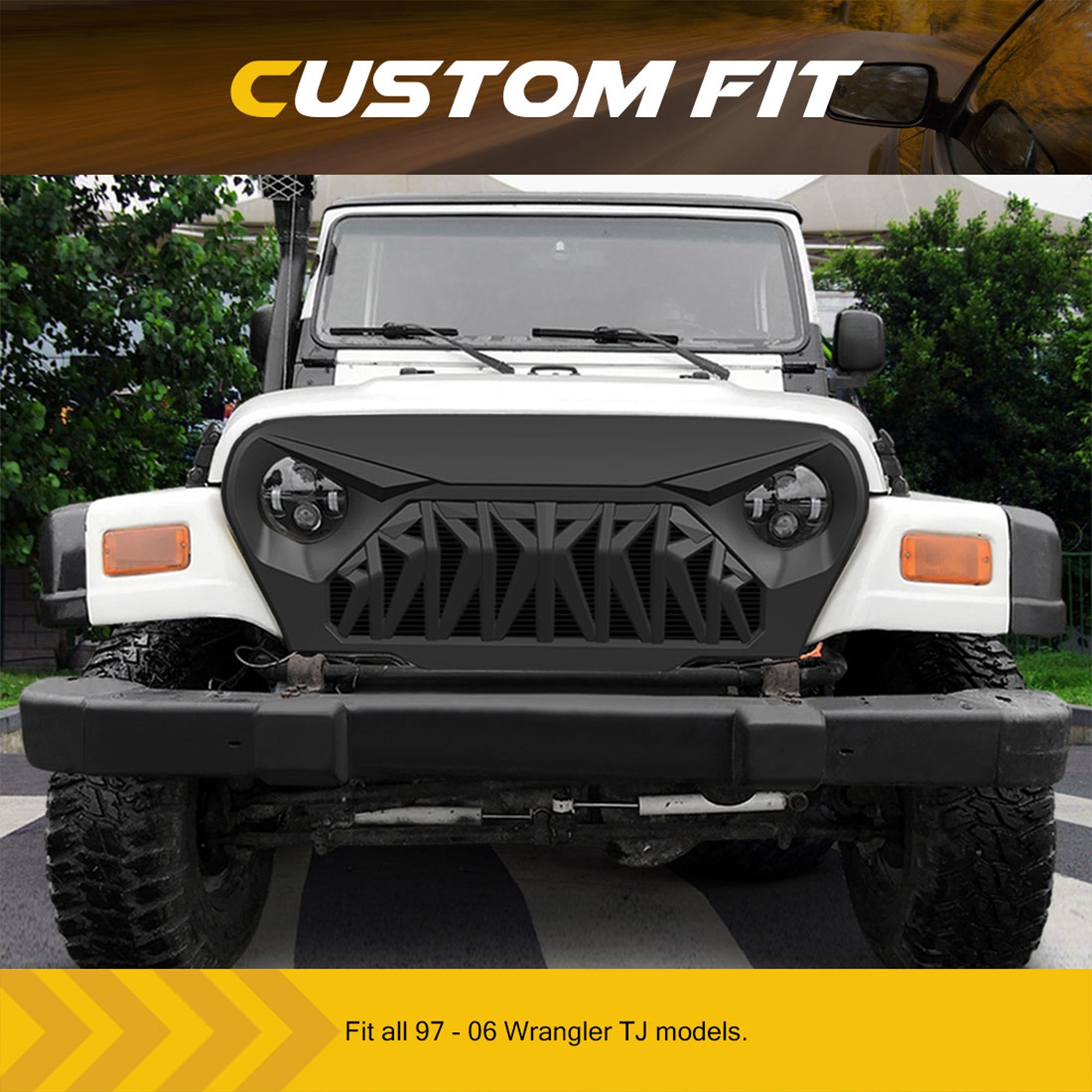 AMERICAN MODIFIED Shark Grille Compatible w/ 97-06 Jeep Wrangler TL or LJ (Used) - VMInnovations