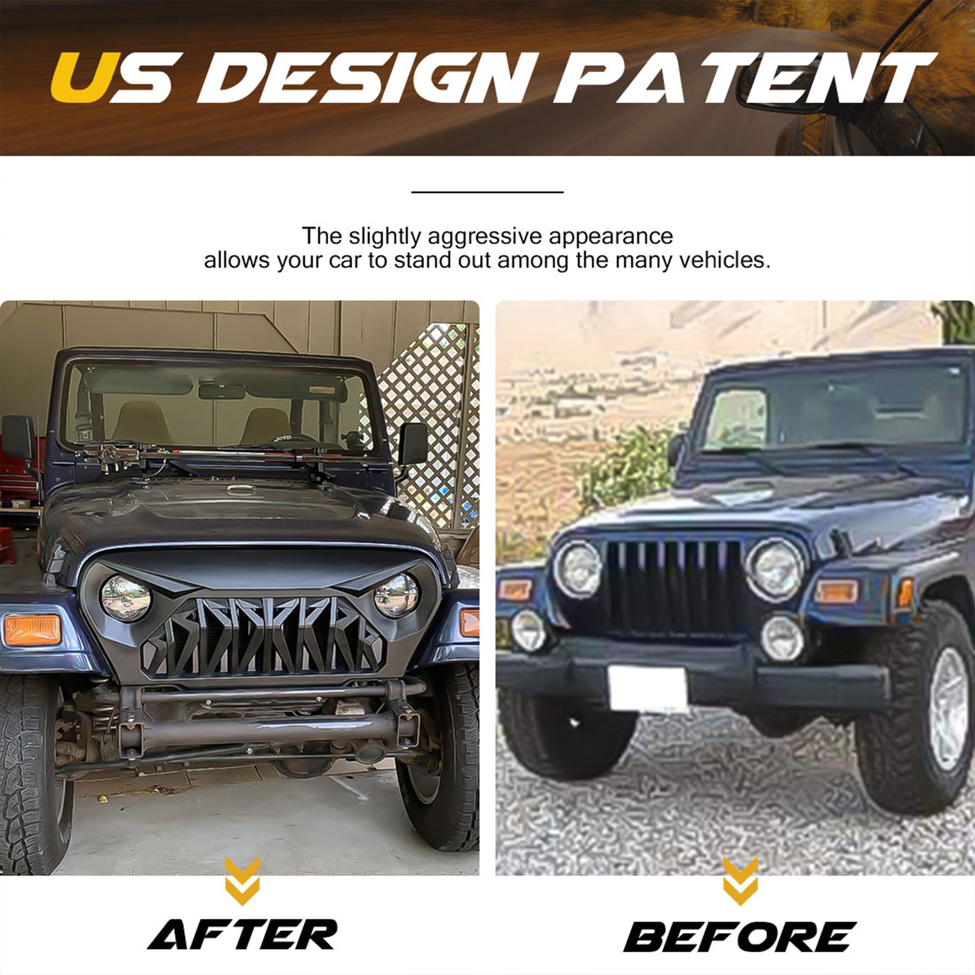 AMERICAN MODIFIED Shark Grille for 1997-2006 Jeep Wrangler TL or LJ (Open Box)