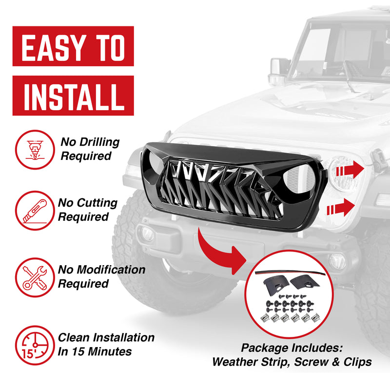 AMERICAN MODIFIED Shark Grille for 2018+ Jeep Wrangler JL & 2020+ Gladiator JT