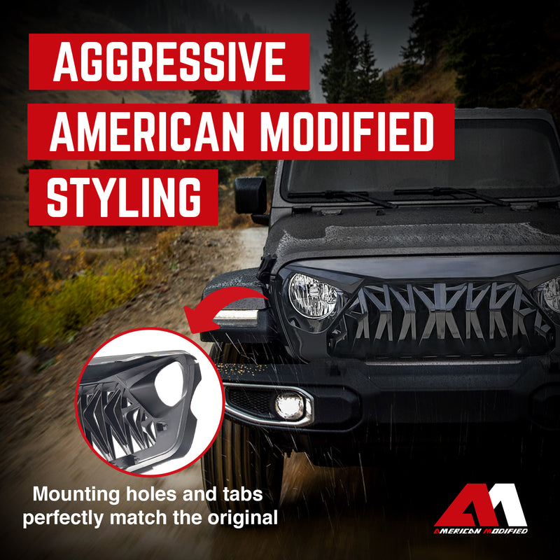 AMERICAN MODIFIED Shark Grille for 2018+ Jeep Wrangler JL & 2020+ Gladiator JT