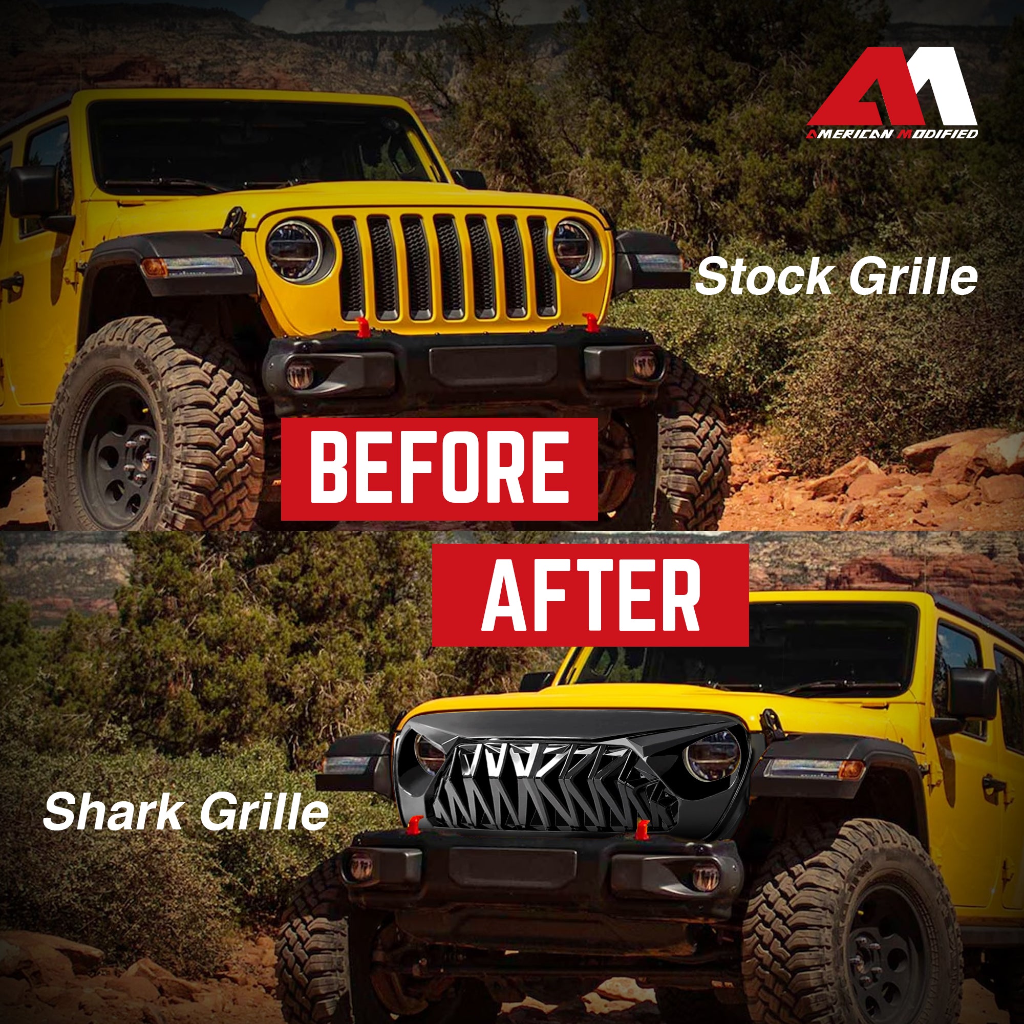 AMERICAN MODIFIED Shark Grille 2018+ Jeep Wrangler JL & 2020+ Gladiator JT(Used)