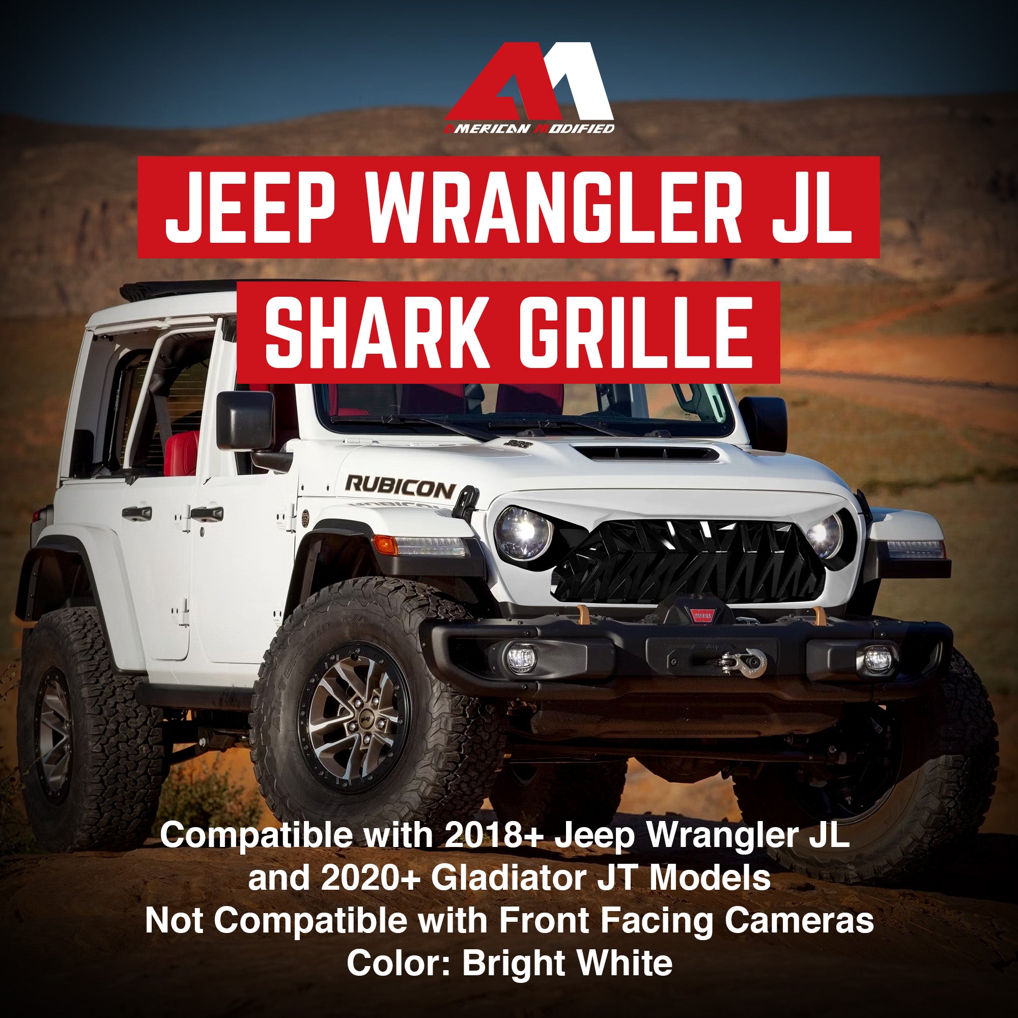 AMERICAN MODIFIED Shark Grille for 2018+ Jeep Wrangler JL & 2020+ Gladiator JT - VMInnovations