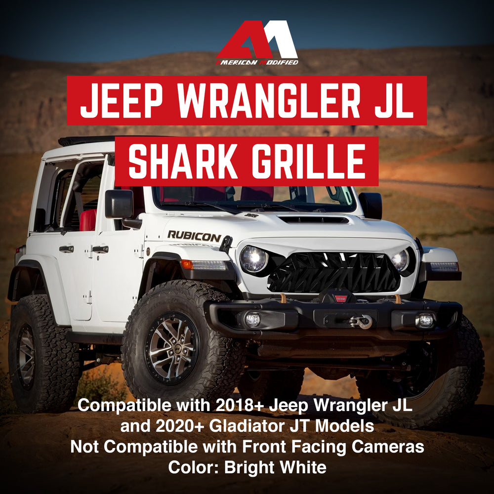 AMERICAN MODIFIED Shark Grille for 2018+ Jeep Wrangler JL & 2020+ Gladiator JT - VMInnovations