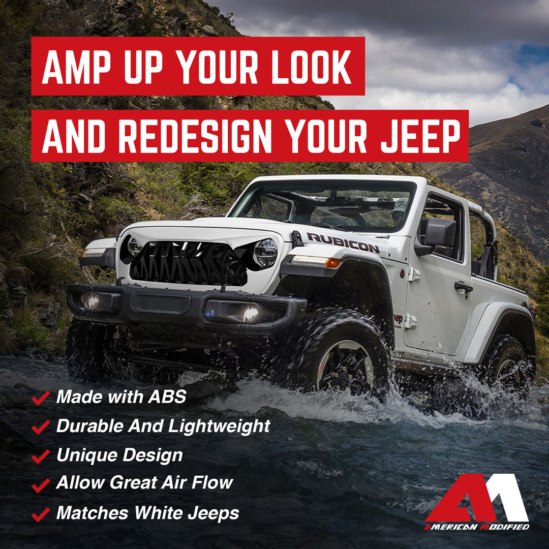 AMERICAN MODIFIED Shark Grille for 2018+ Jeep Wrangler JL & 2020+ Gladiator JT - VMInnovations