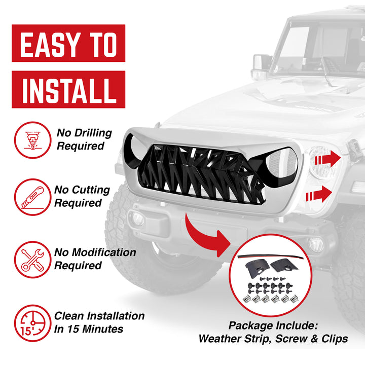 AMERICAN MODIFIED Shark Grille for 2018+ Jeep Wrangler JL & 2020+ Gladiator JT