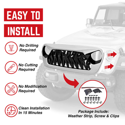 AMERICAN MODIFIED Shark Grille for 2018+ Jeep Wrangler JL & 2020+ Gladiator JT - VMInnovations