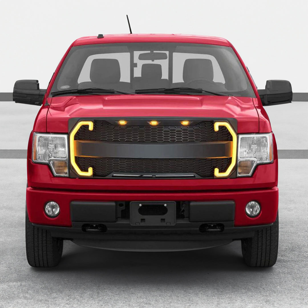 AMERICAN MODIFIED Raptor Style Mesh Grille w/Turn Lights for 2009-2014 Ford F150