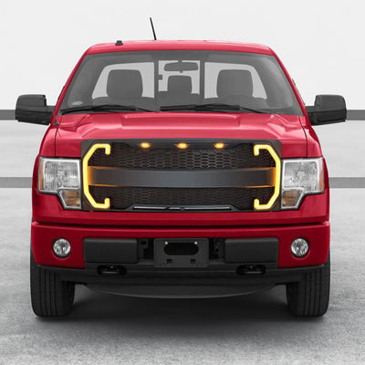 AMERICAN MODIFIED Raptor Style Mesh Grille w/Turn Lights for 2009-2014 Ford F150