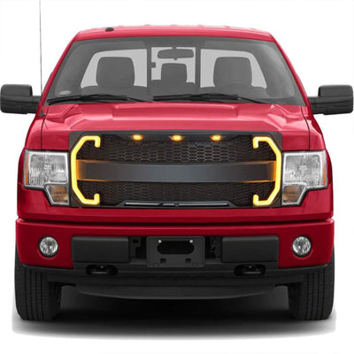 AMERICAN MODIFIED Raptor Style Mesh Grille w/Turn Lights for 2009-2014 Ford F150