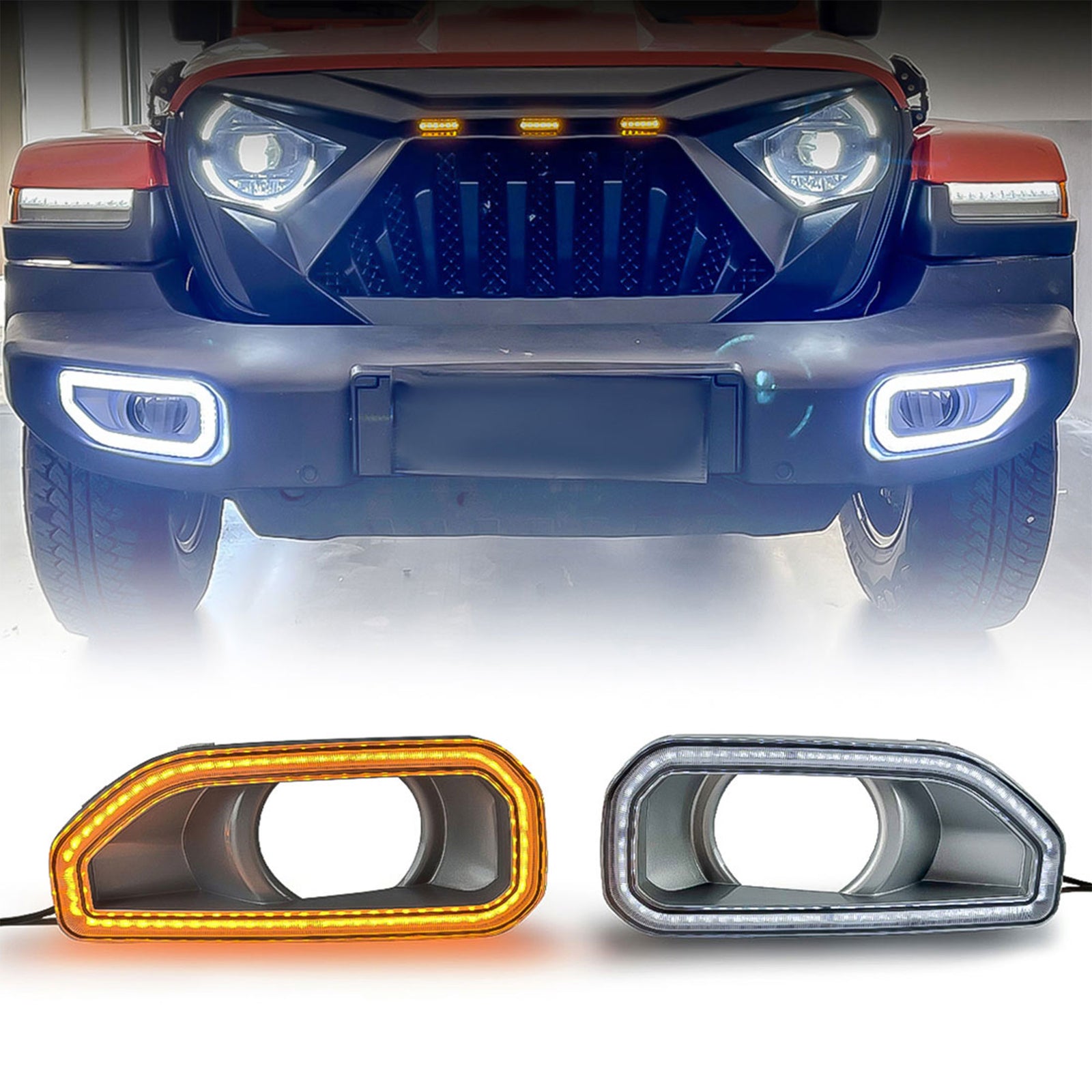 AMERICAN MODIFIED Fog Light Covers w/Turn Signal for 2018-2024 Jeep Wrangler JL - VMInnovations