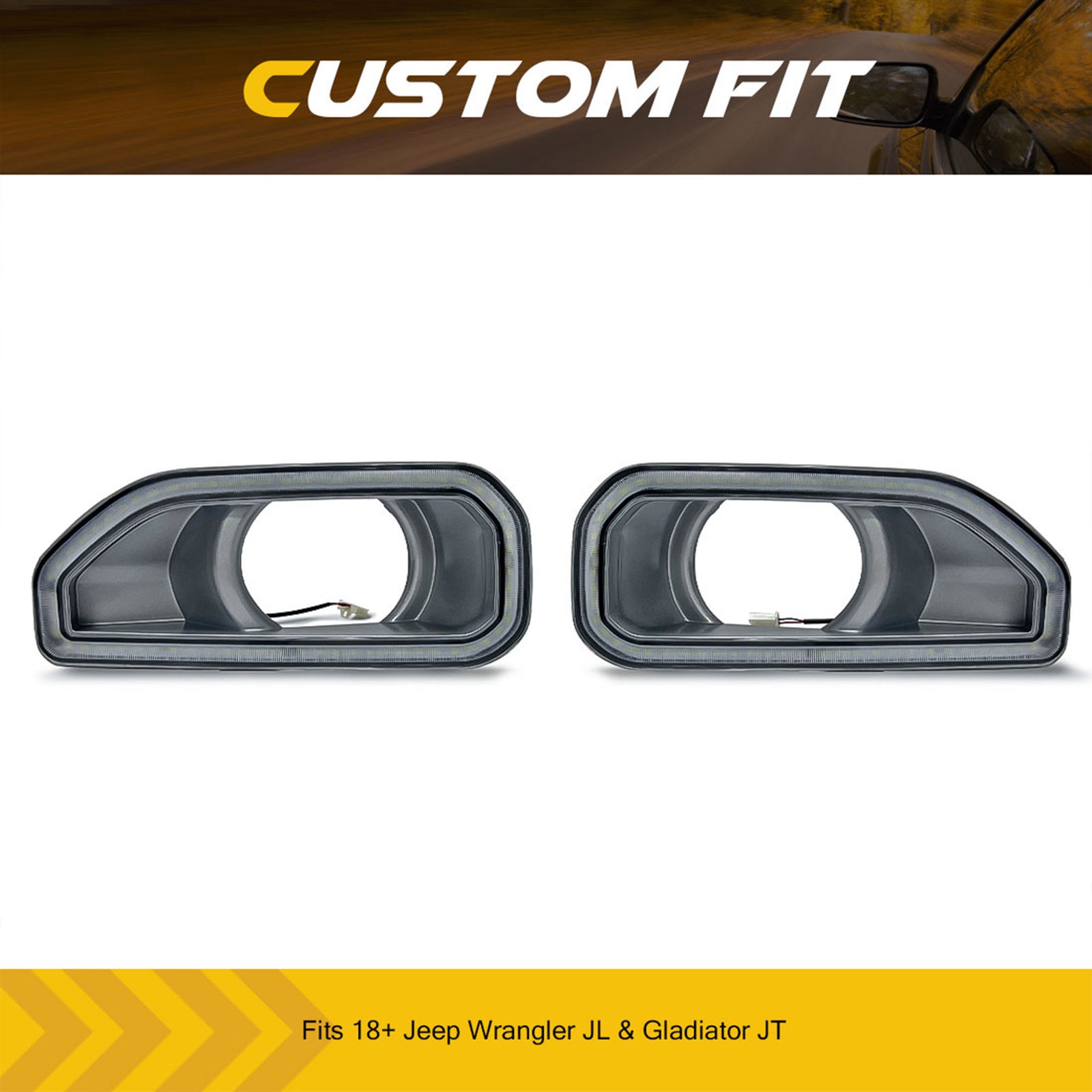 AMERICAN MODIFIED Fog Light Covers w/Turn Signal for 18-24 Wrangler JL(Open Box) - VMInnovations