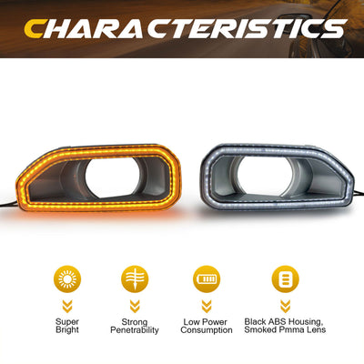 AMERICAN MODIFIED Fog Light Covers w/Turn Signal for 18-24 Wrangler JL(Open Box) - VMInnovations