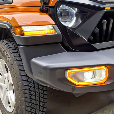 AMERICAN MODIFIED Fog Light Covers w/Turn Signal for 18-24 Wrangler JL(Open Box)