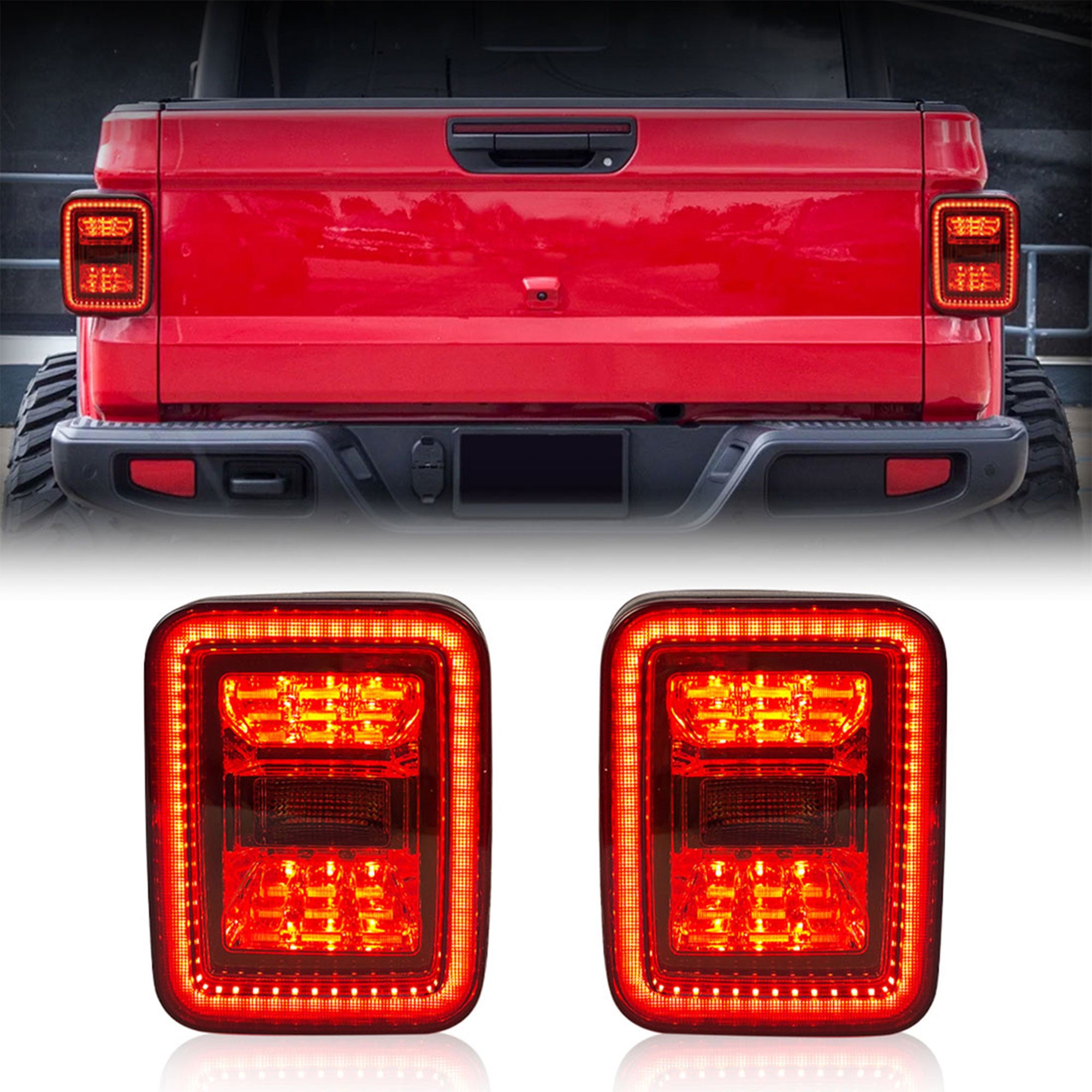 AMERICAN MODIFIED LED Tail Lights, 19-22 Jeep Gladiator JT,  Black (Open Box) - VMInnovations