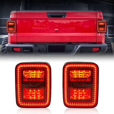 AMERICAN MODIFIED LED Tail Lights, 2020-2023 Jeep Gladiator JT, Smoke Black - VMInnovations