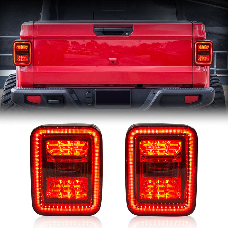 AMERICAN MODIFIED LED Tail Lights, 2020-2023 Jeep Gladiator JT, Smoke Black - VMInnovations