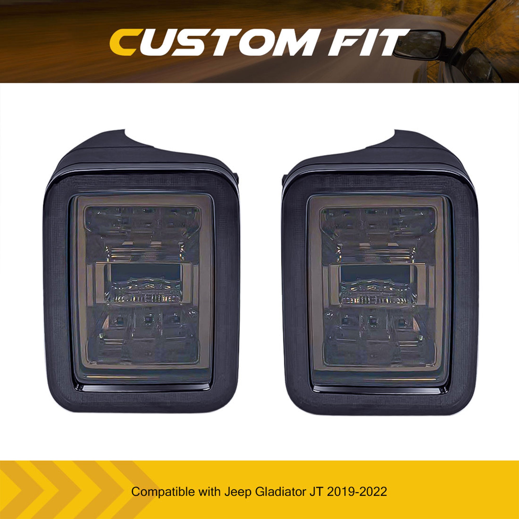 AMERICAN MODIFIED LED Tail Lights, 19-22 Jeep Gladiator JT,  Black (Open Box) - VMInnovations