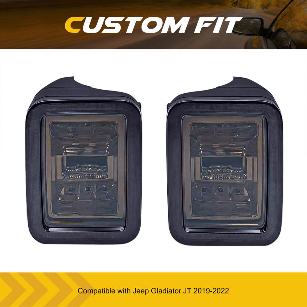 AMERICAN MODIFIED LED Tail Lights, 2020-2023 Jeep Gladiator JT, Smoke Black - VMInnovations