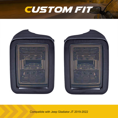 AMERICAN MODIFIED LED Tail Lights, 2020-2023 Jeep Gladiator JT, Smoke Black - VMInnovations