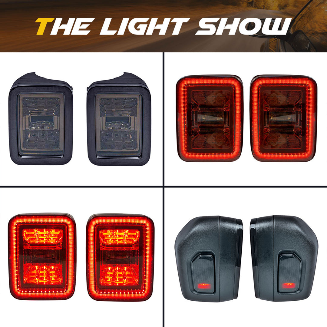 AMERICAN MODIFIED LED Tail Lights, 19-22 Jeep Gladiator JT,  Black (Open Box)